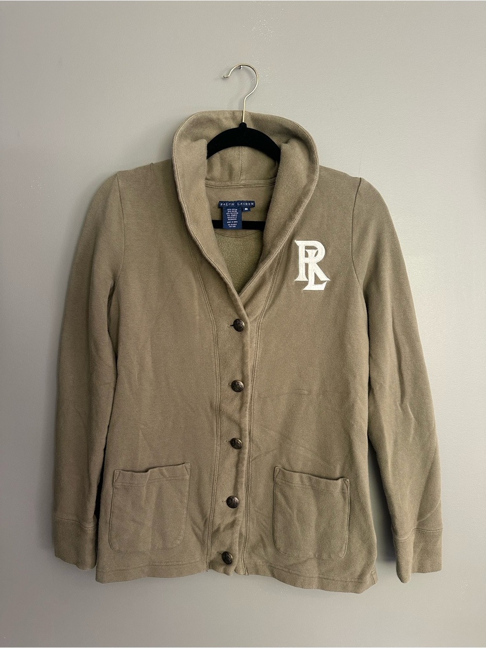 Ralph Lauren Olive Cardigan with Shawl Collar